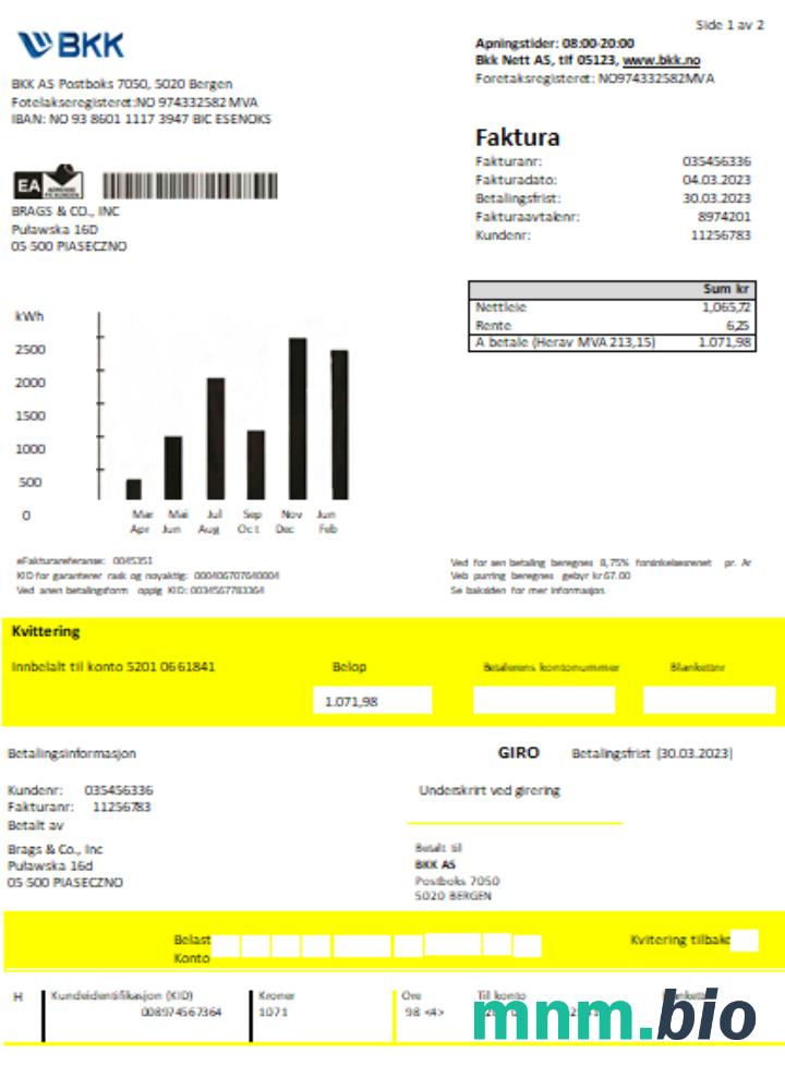 BKK electricity rachunek za usługi komunalne